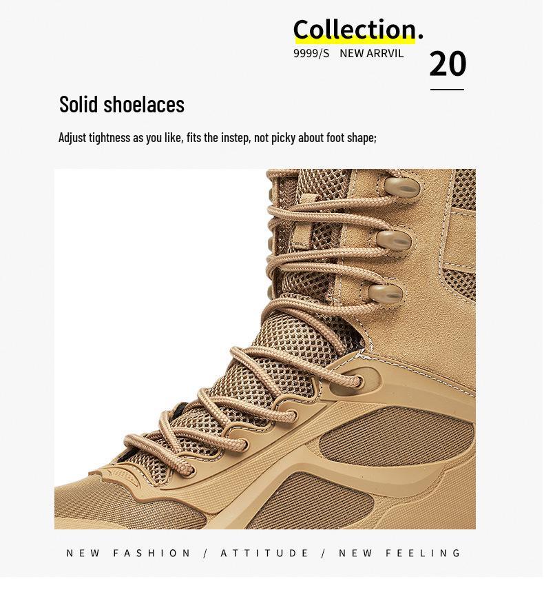 Men's Non-Slip High-Top Outdoor Tactical Combat Boots for Hiking & Mountaineering