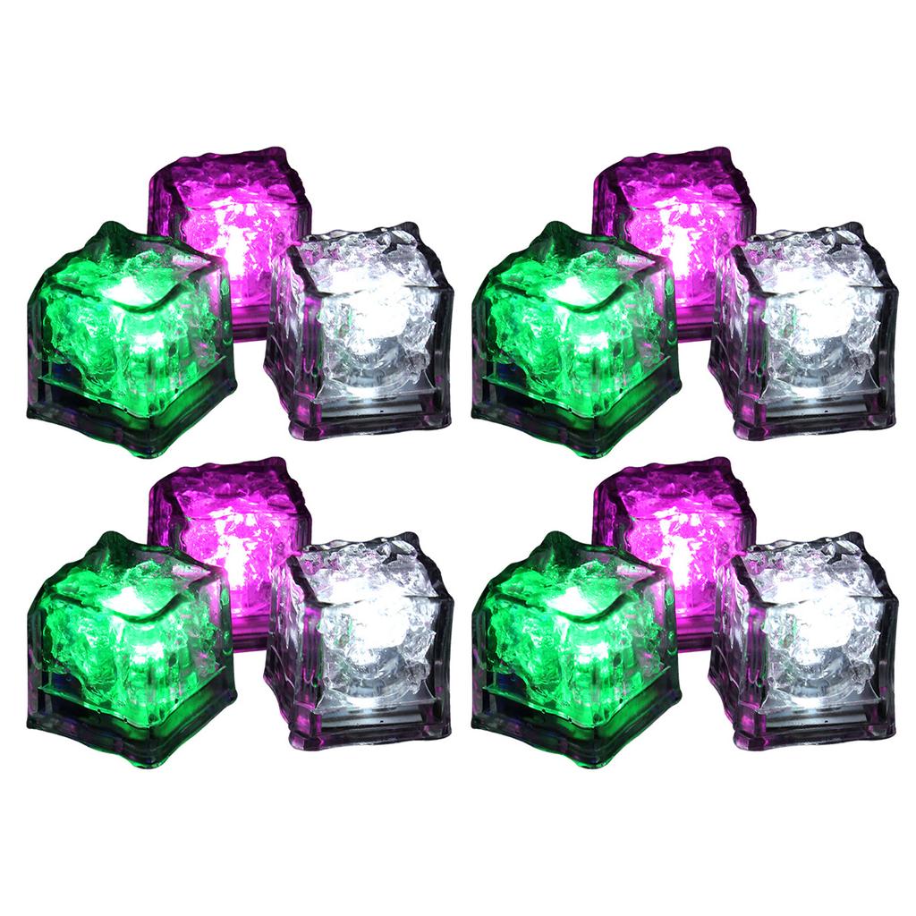 12PCS LED Eiswürfel Flüssigkeit Induktion Elektronische Komponenten Bunte Glitter Glowing Blinkende Eis