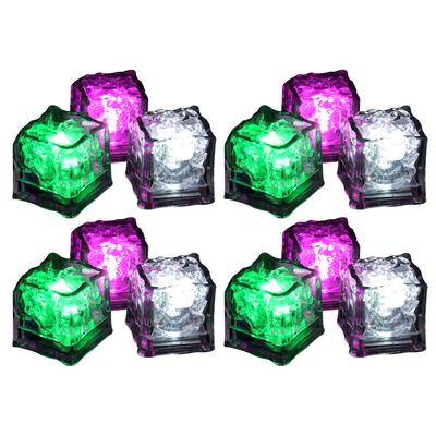 12PCS LED Ice Cubes Liquid Induction Electronic Components Colorful Glitter Glowing Flashing Ice