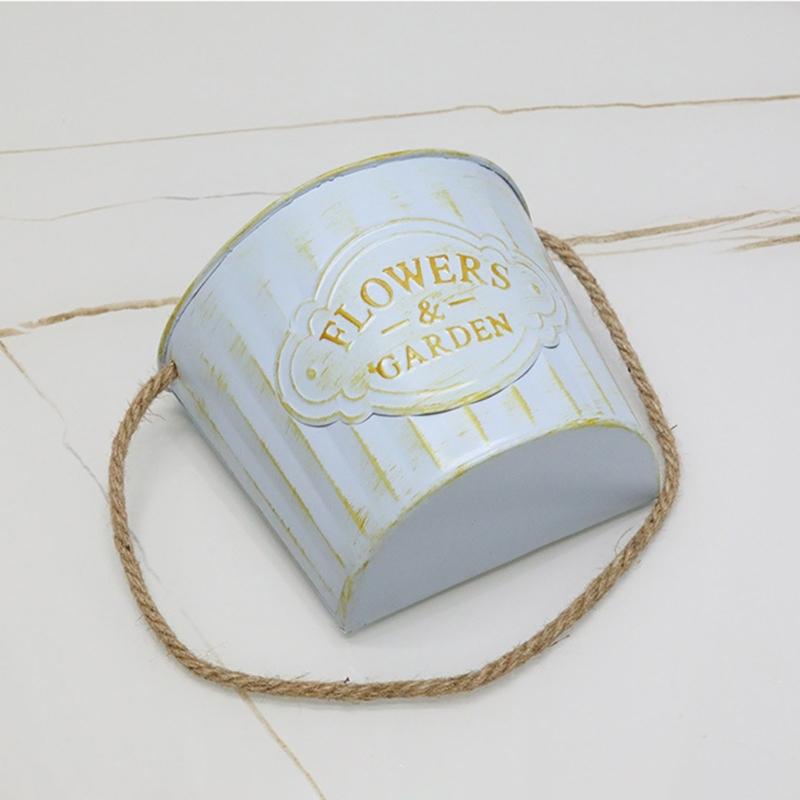 Hanging Small Iron Bucket Decorative Plant Pots Plant Hanging Pots Wall Hanging Indoor Flower Basket Metal Flower Pots