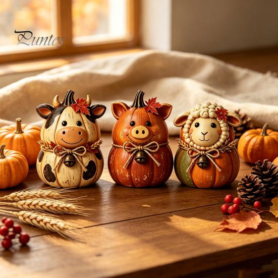 Indoor Autumn Room Decorations 3PCS Rustic Harvest Wooden Ornaments, Animal Designs Retro Vintage Distressed Wood Crafts Farmhouse Crafts, Decorative