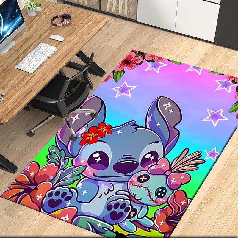 Stitch Printed Carpet, for Office Chair Living Room Bedroom Kitchen Room Decor Gifts.