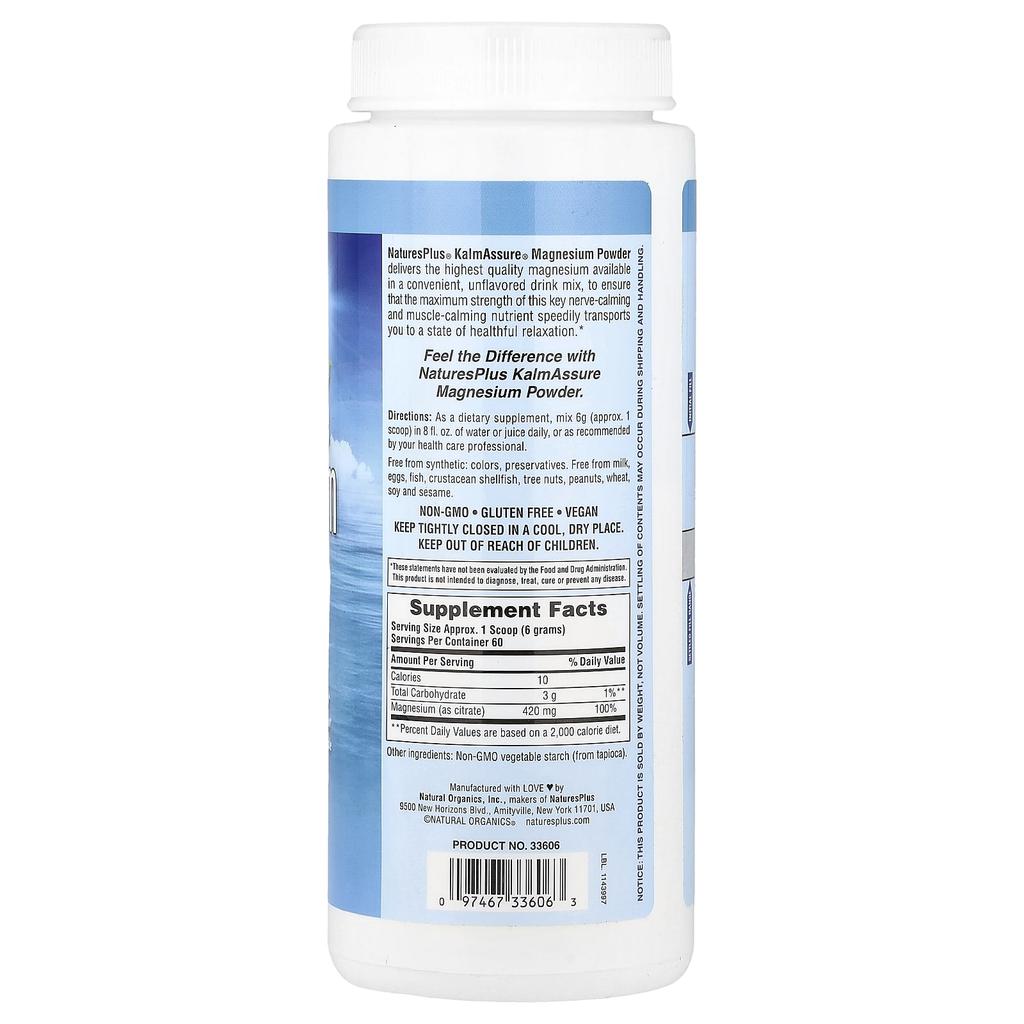 Kalmassure Magnesium Powder, Unflavored, 400Mg, 360G(0.80Lb)