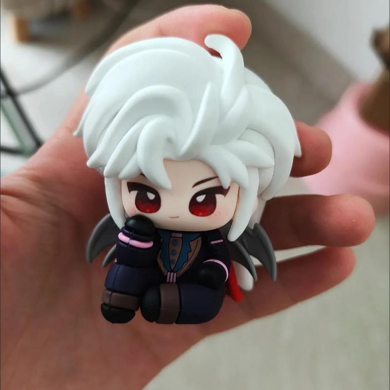 2pcs/Set Love And Deepspace Cute Sylus Silver Wing Demon Qin Che Chibi Figure Mini Anime Doll Ornament Otome Game Model Toy Gift