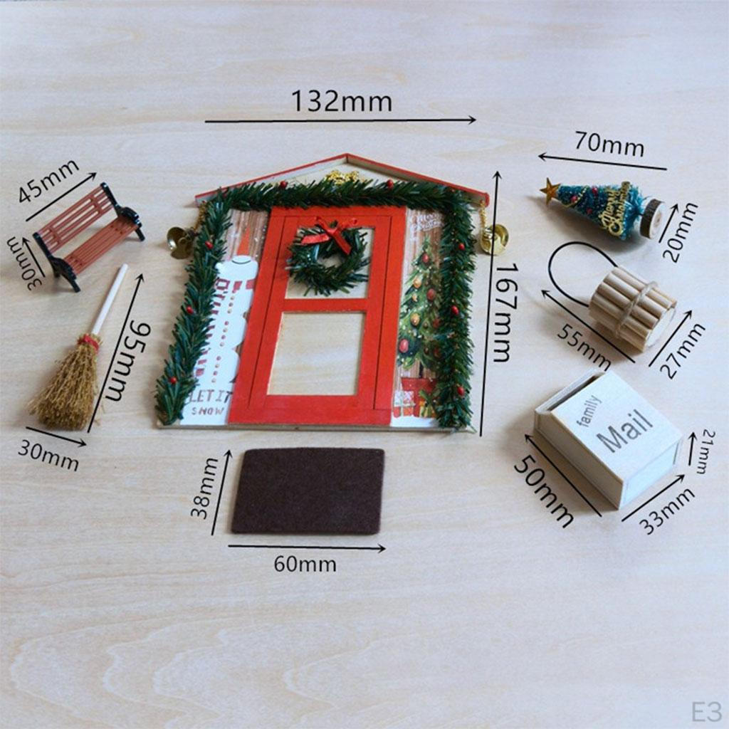 Christmas Door Mailbox Wooden Garland Broom Bucket Miniature Festive 1/12 crafts Toys