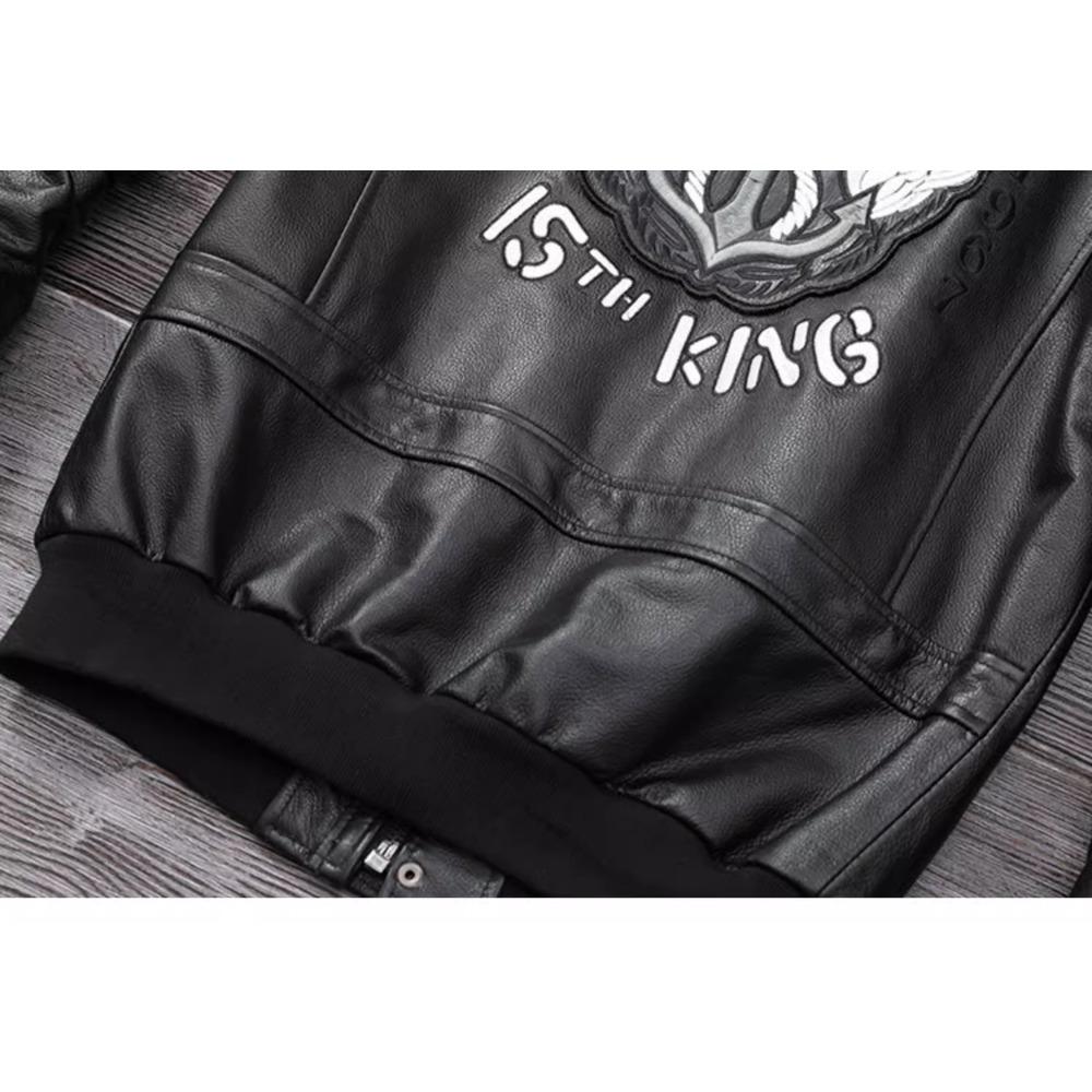 Chinese Size Genuine Leather Jacket for Men Real Cowhide Skin Military A2 Flight Suit Embroidered Pilot Coats Mens Aviation Clothing Autumn