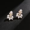 Temperament Elegant Copper Inlaid Zircon Women's Stud Earrings High Sense Bridal Earrings Wedding Photography Steel Needle Earrings Hot