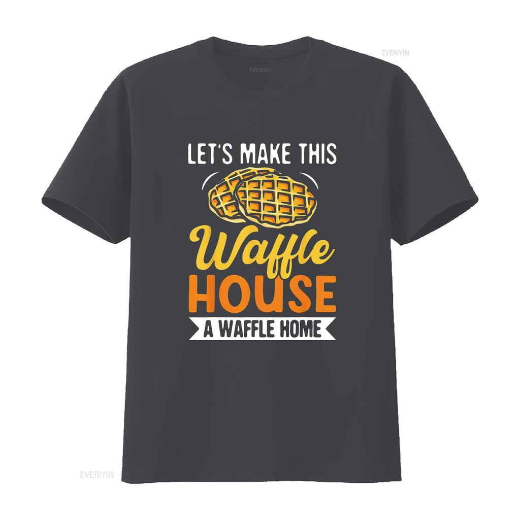 Unisexs Lets Make This Waffle Houses A Home Waffles Pancakes T Shirt Black 2XL vintage Washed Comfortable Slightly homme Stylish