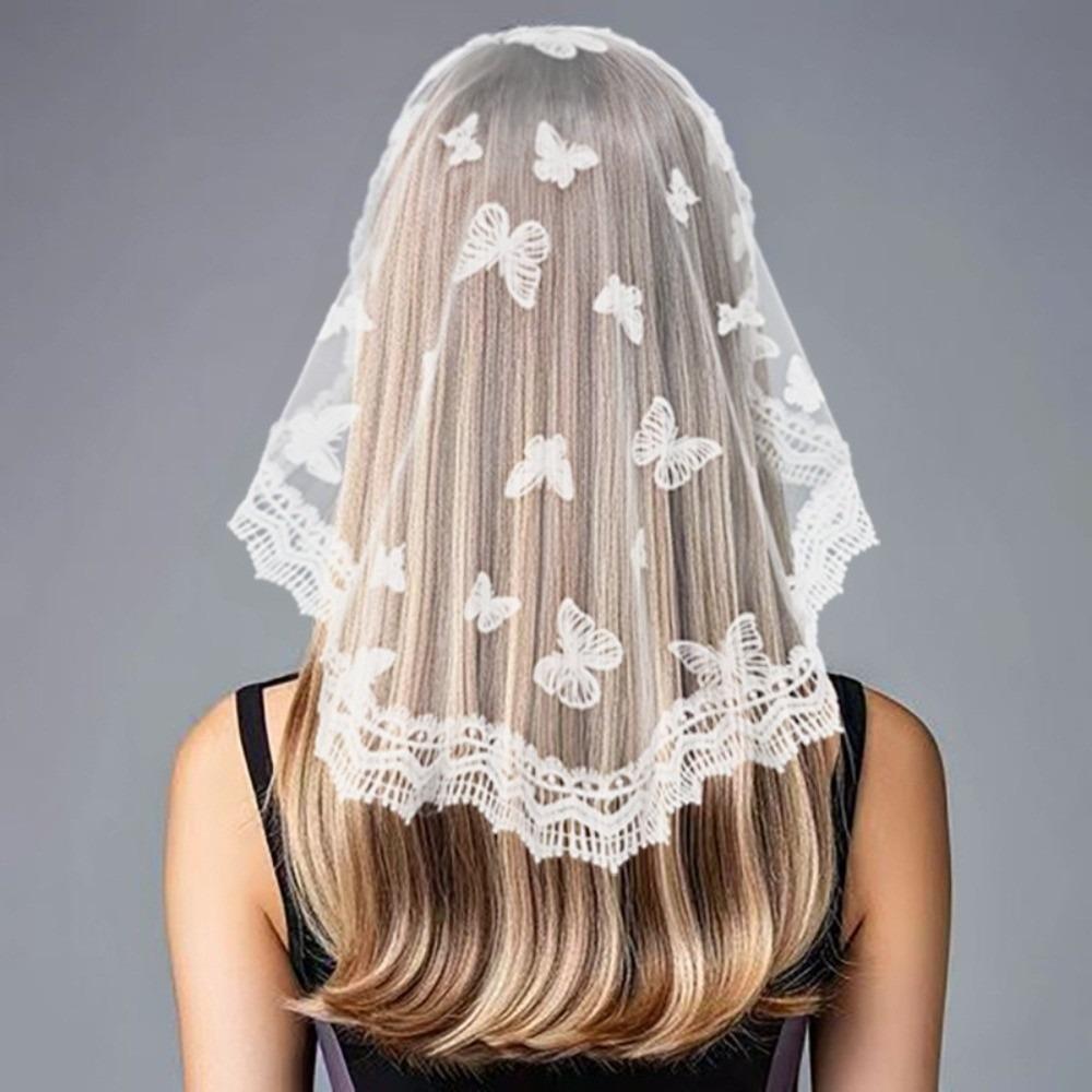 Solid Color Lace Scarf Veil Headbands Hollow Out Women Lace Bandana  Summer