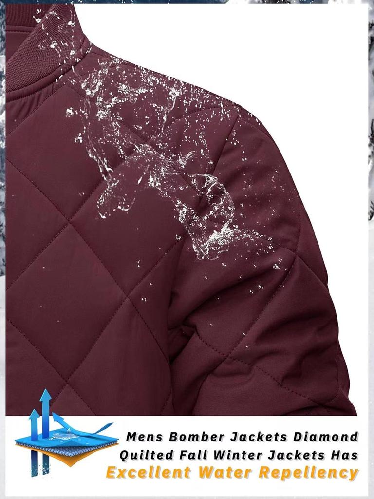2024 Men's Autumn/Winter Stand Collar Diamond Quilted Jacket - Lightweight, Warm, and Trendy