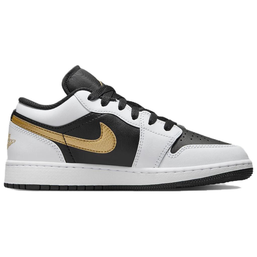 Jordan Kids Air Jordan 1 Low Basketball Shoes White Black Metallic Gold 553560-172