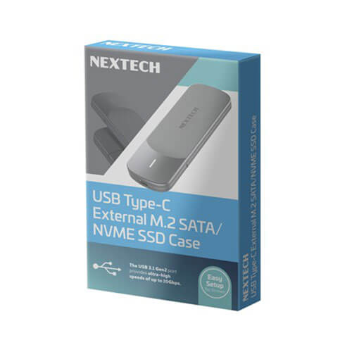 Nextech Nextech USB Typ-C Externes M2 SATA oder NVME SSD Gehäuse