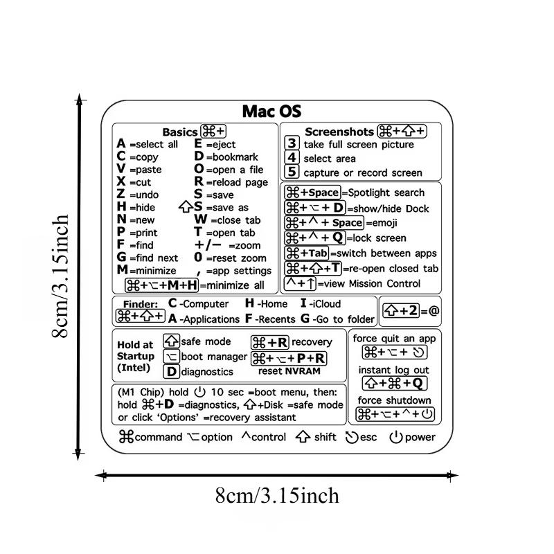 

1 шт. Наклейки с горячими клавишами для клавиатуры MacBook Pro/Air - Прозрачные, Подходят для моделей 13-16 , Быстрая навигация и управление приложениями чёрный