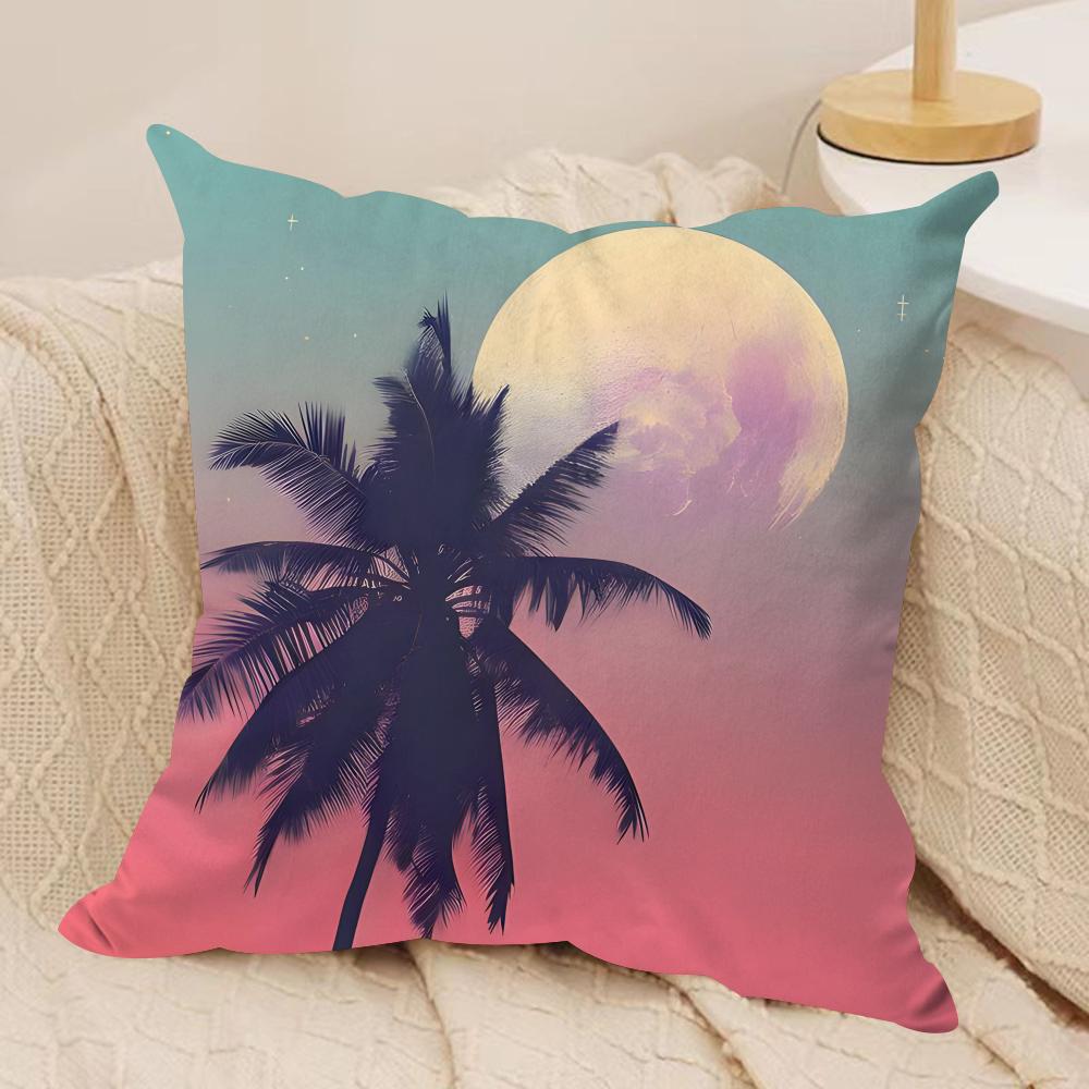 Tropical Scenery Cushion Cover Soft Plush Fabric DoubleSided Printed Sofa Cushion Cover for All Seasons Home Decor Gift