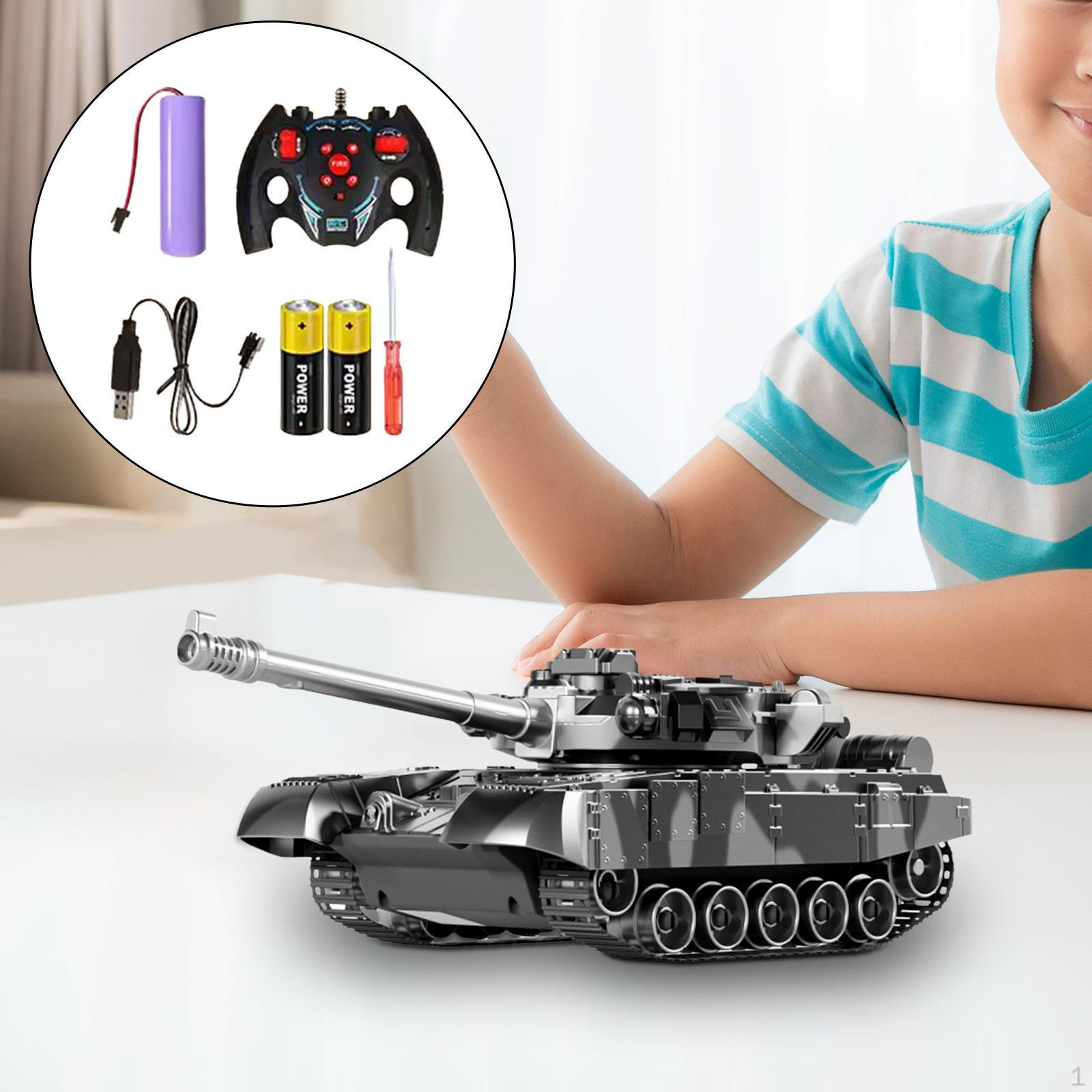 

Радиоуправляемый боевой танк, игрушки, вращающиеся на 360 °, со звуком и подсветкой, пульт дистанционного управления для детей серый