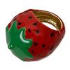 Unique Enamel Strawberry/Apples Ring Colorful Finger Ring Lightweight Jewelry for Fashionable Women and Parties