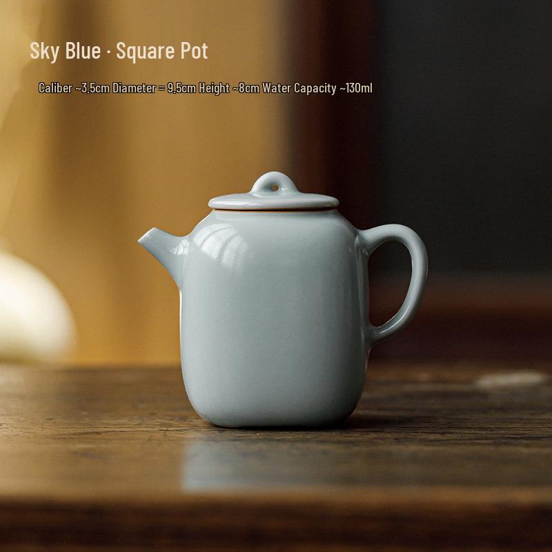 Sky Blue Ru Kiln Ceramic Teapot - High-End, No Crackle Gongfu Tea Set No Size