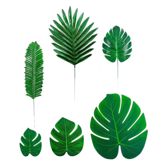 

48/88 шт. искусственных пальмовых листьев, искусственные тропические зеленые листья, искусственные пальмовые листья со стеблями для гавайской вечеринки Луау, детского душа, свадьбы, дня рождения, декора A