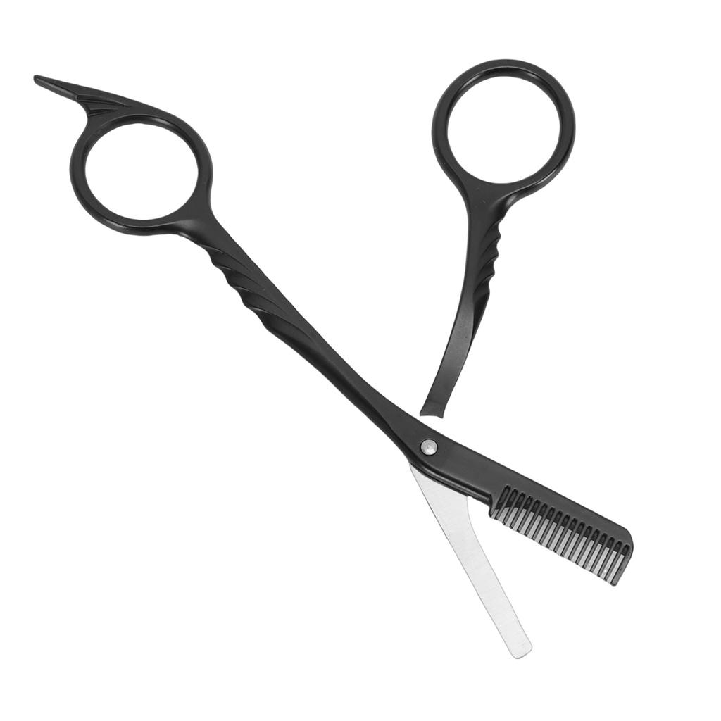 2 in 1 Eyebrow Scissors with Comb Ergonomic Handle Stainless Steel Brows Trimmer for Men Women
