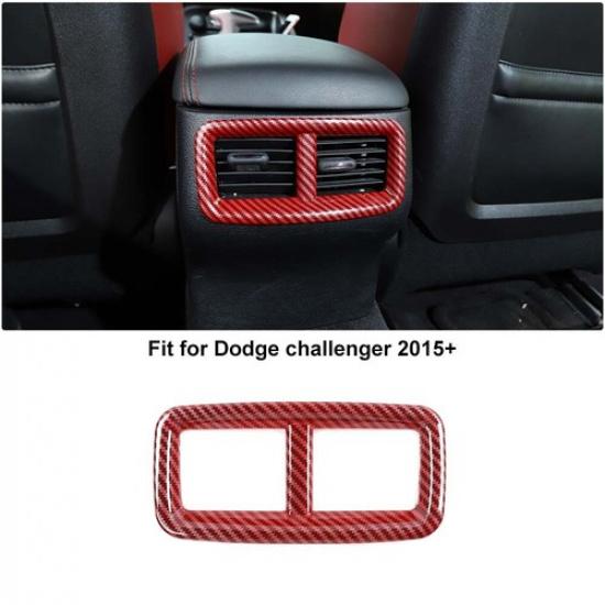 For Dodge Challenger 2015-19 Red Carbon Rear Seat Air Vent Outlet AC Frame Cover