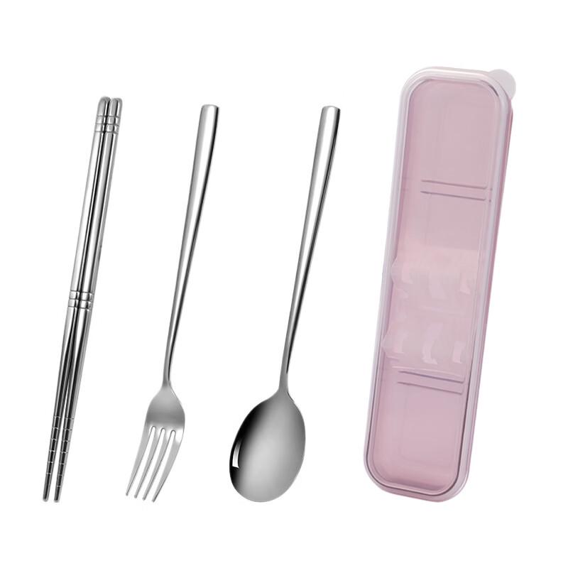 Portable Stainless Steel 3-Piece Cutlery Set with Transparent Case