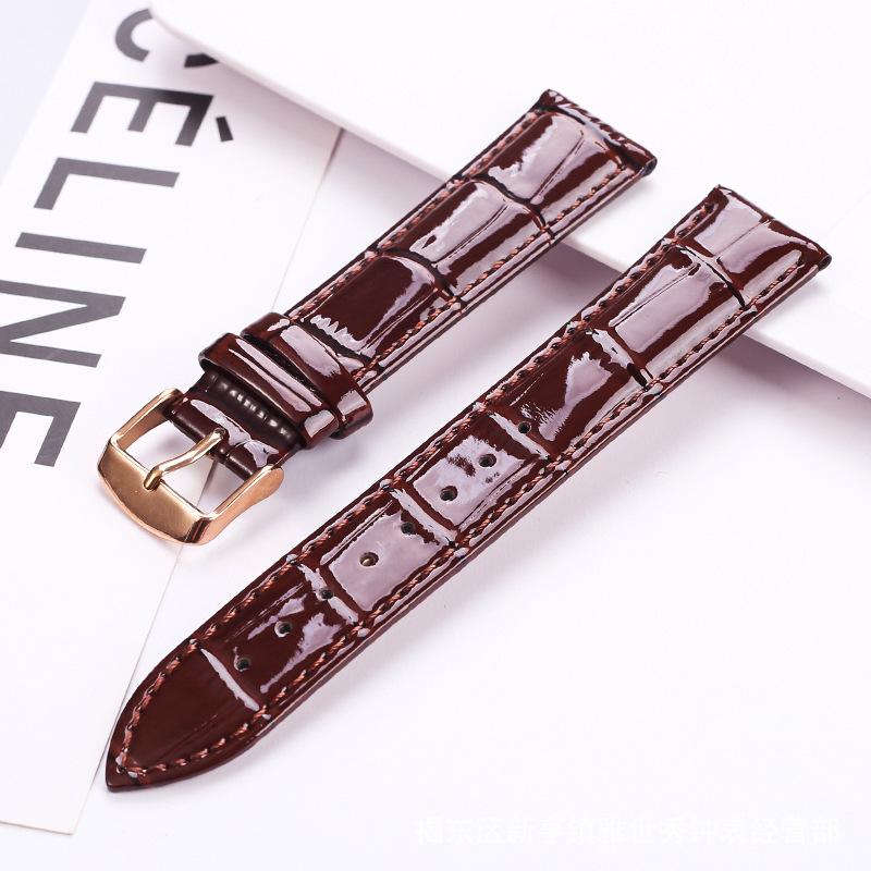 Red Bamboo Joint Pattern Genuine Leather Watch Strap, Unisex