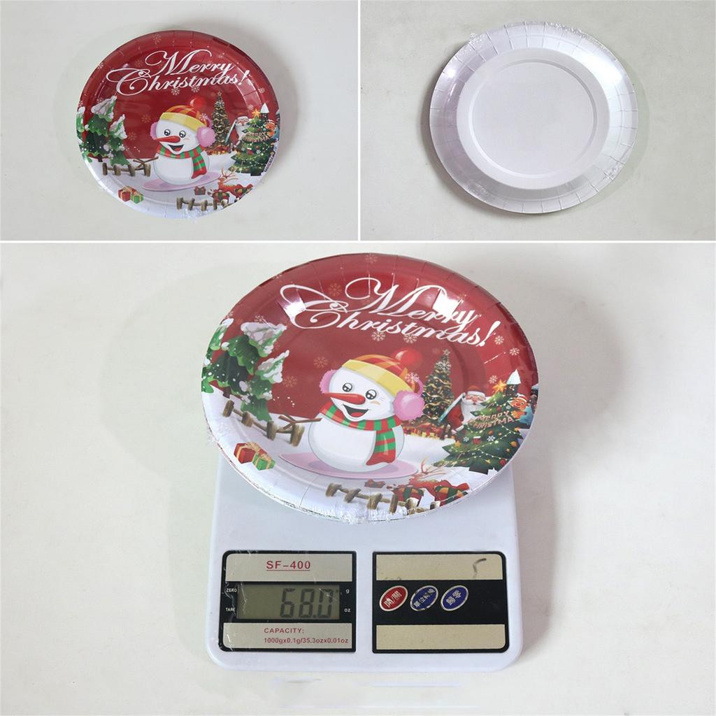 Christmas Themed Party Decoration, Christmas Snowman Paper Cup, Paper Tray, Knife, Fork, Spoon