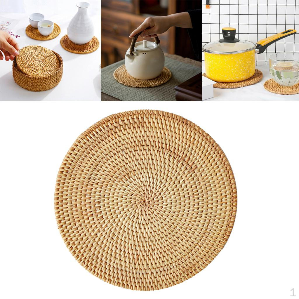 Rattan Place Mattenauflage Hand-Woven Round Glassware Placemats Anti-slip