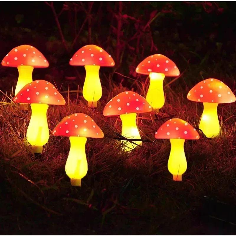 Colorful Mushroom LED Solar Lawn Lamp External Solar Lights Wedding Camping Party Home Decoration Garden Summer Decor Light