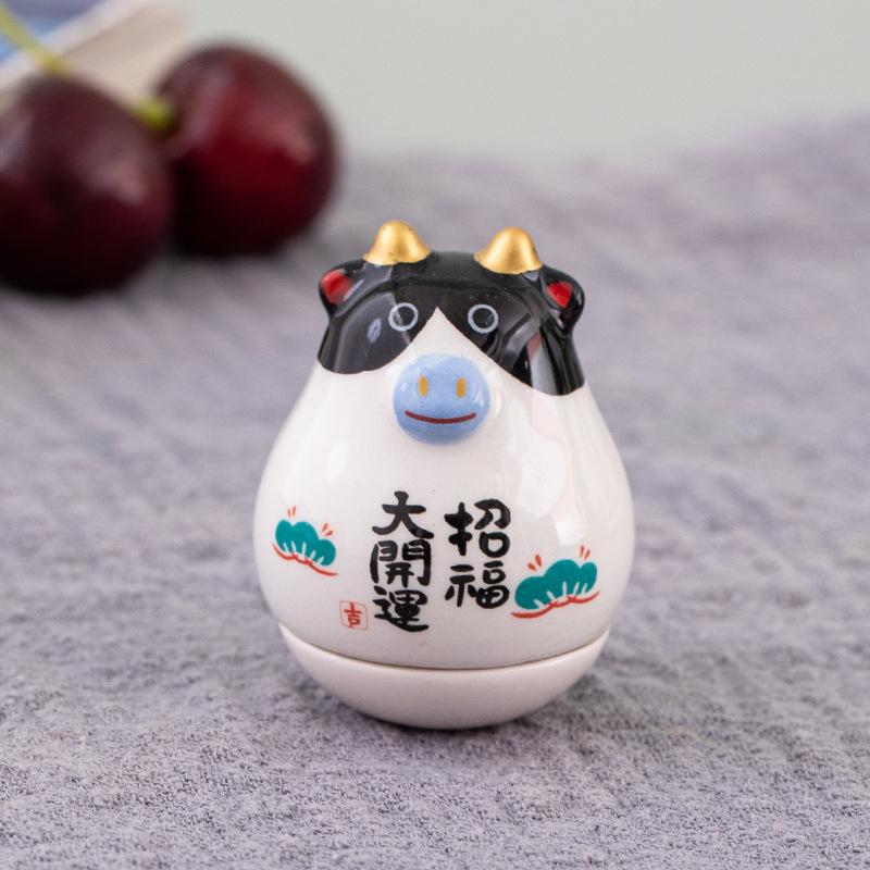 Ceramic Maneki Neko Home Decor Lucky Cat Tumbler Feng Shui Ceramic Fortune Cat Statue Room Decor Accessories Office Decoration