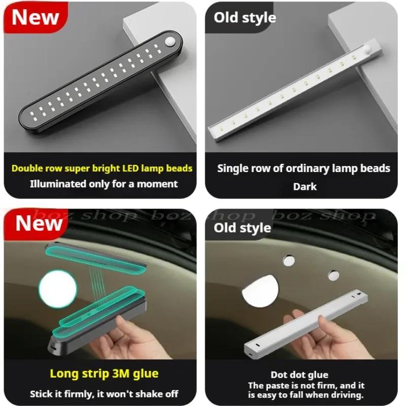 Trunk Car Sensor Light for Floor Trunk Hood USB Rechargeable Automatic Induction Light Bar Magnetic Maual Sensing Mode Lamp