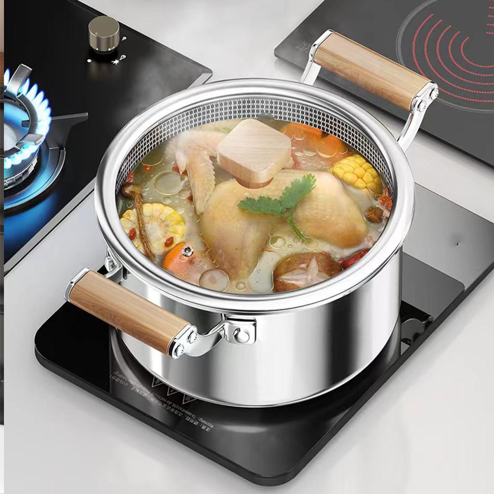 Soup Pot Wok 316L Stainless Steel Honeycomb Non-stick Pot with Lid Home Hot Pot Induction Cooker Gas Stove Universal Frying Pan