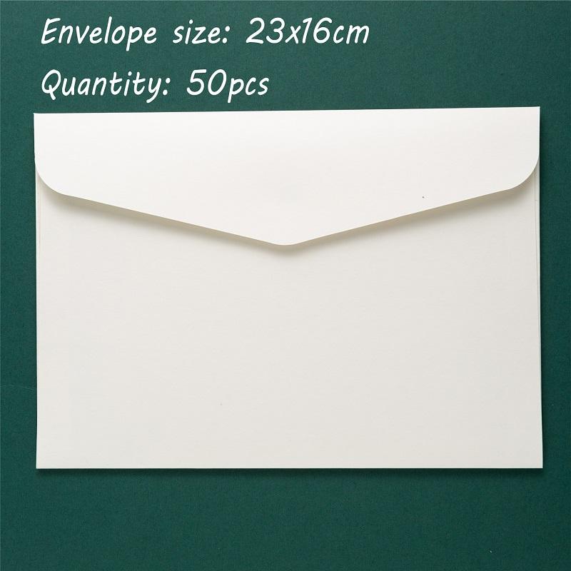 50pcs/lot Envelope High-grade 250g Kraft Paper Big Envelopes Western White Envelopes for Wedding Invitations Business Stationery