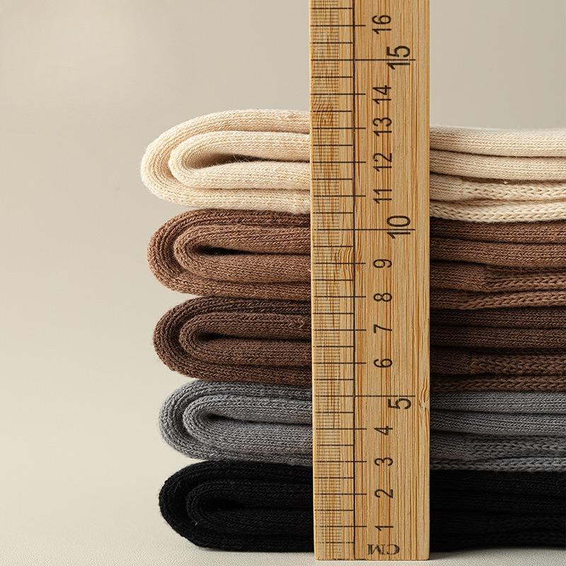 Men's Autumn and Winter Fleece and Thickened Mid-calf Socks, Color-blocked High-elastic High-calf Looped Long Socks, Trendy and Versatile Socks