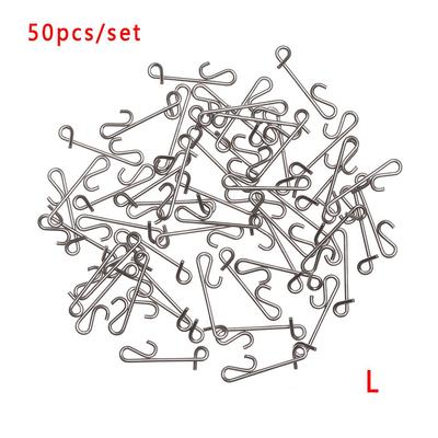 50 Pcs Stainless Steel Fishing Hanging Snap Barrel Swivel Fast Lock Connector Line Tackle Portable Durable High Quality