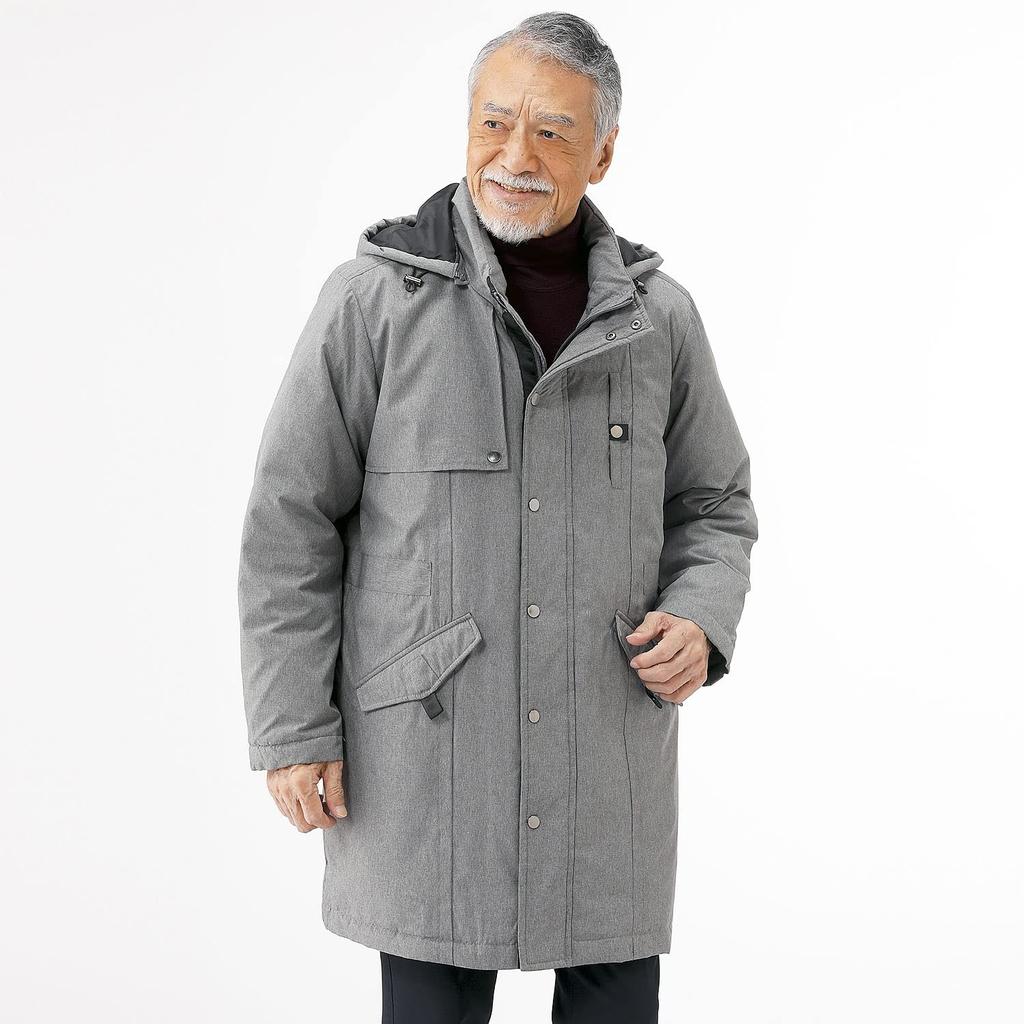 UNITED Long Down Coat with Hood Size Men's Water-Repellent (JP, Alphabet, 3L, Gray)