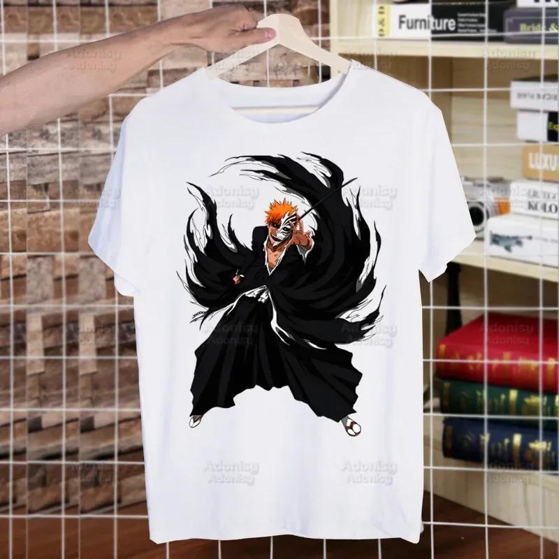 Bleach Zaraki Kenpachi Kurosaki Ichigo T Shirts For Guys O-Neck Short Sleeve Regular Mens height Quality Men Hip-Hop Tee Shirt