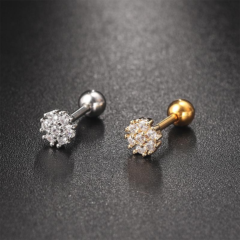 1Pcs Zircon Earring For Women Ear Bone Nail Cartilage Earring Spiral Stud Earrin