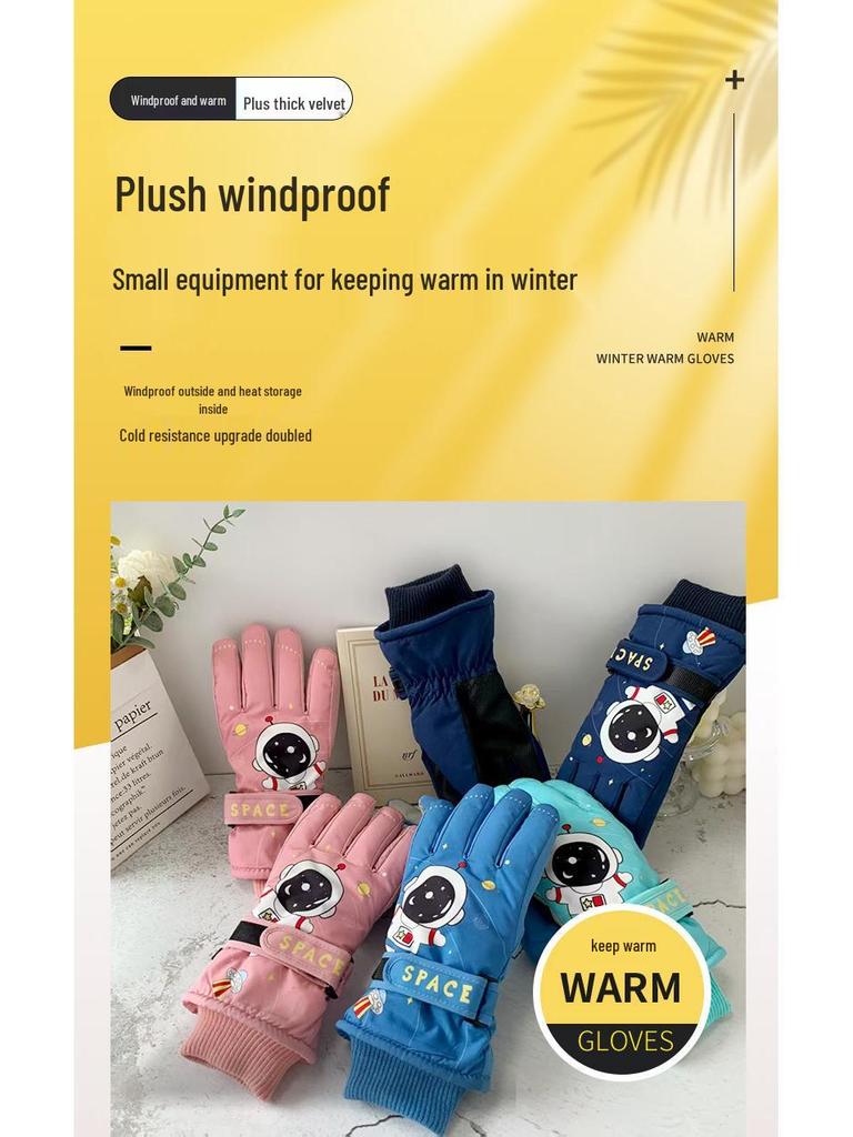 Cartoon Wasserdichte Winter Skihandschuhe für Kinder - Dick, Warm, Rutschfest, Kältefest