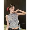 2025 Spring/Summer Hong Kong Style Spicy Girl 3D Floral Hollow Cropped Slim Vest Trendy Knitwear