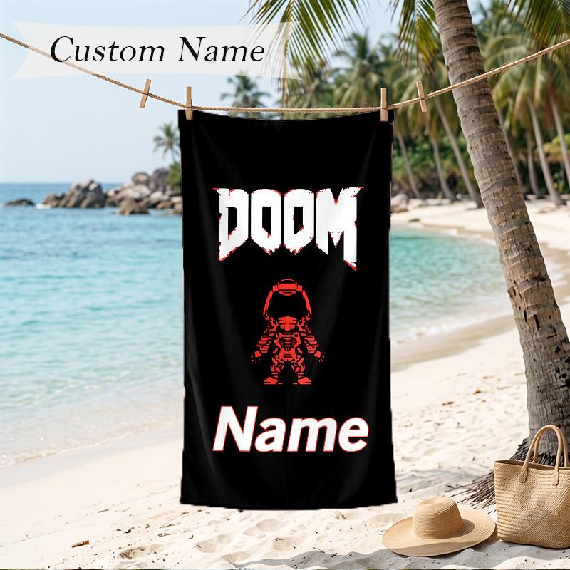 DOOM Custom Name Printed Beach Towel Personalized Soft Towel For Swimming Beach Travel