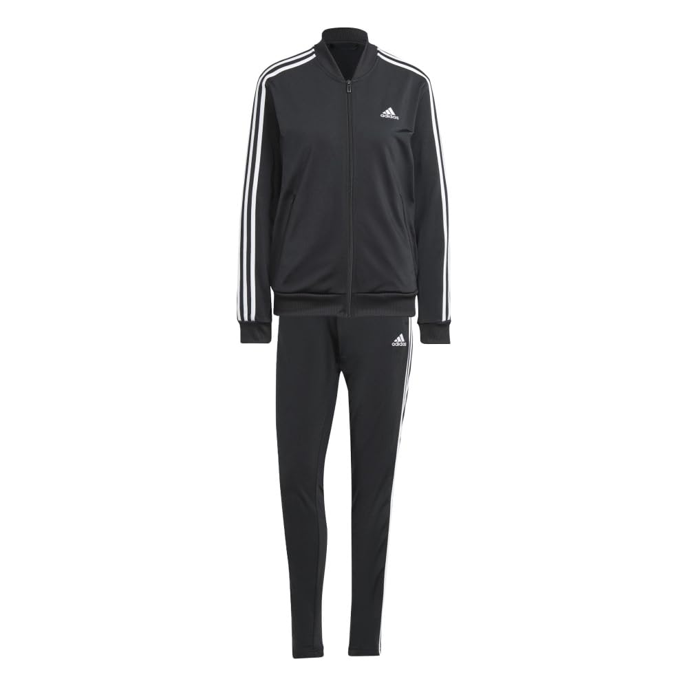 Adidas Essentials Tracksuit 3-Stripes Set, Women's, Top Black/White, Bottom Black/White (IJ8781) J/L