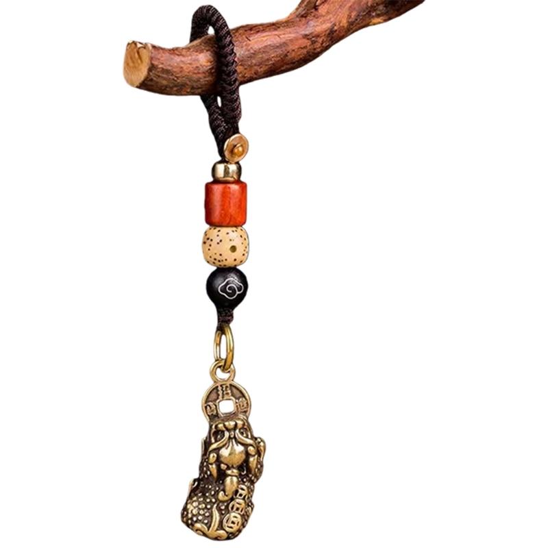Regalo Consciente Campana de Oración Budista Cuerpo de Aleación de Zinc Y Cuerda de Madera Natural Fragante Llavero de Decoración con Mantra