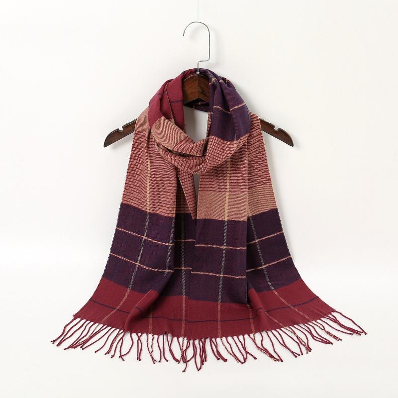 

Imitation cashmere plaid scarf autumn and winter high-end scarf women s fashion cold-proof neck protection scarf warm shawl
