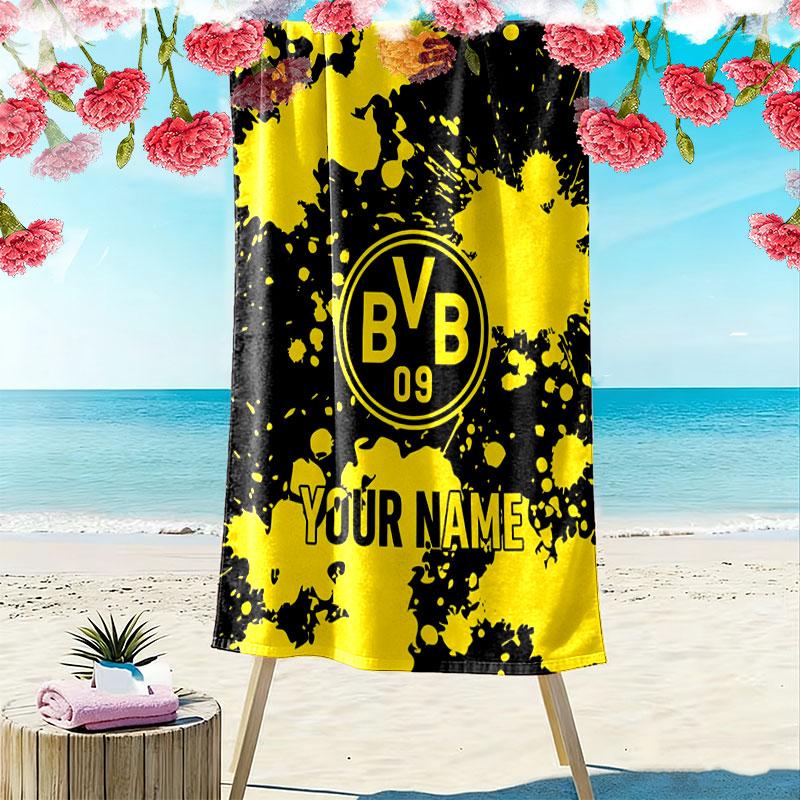 Custom Borussia Dortmund Print Beach Towel, Large Soft Quick Dry Towel for Beach Camping Swimming