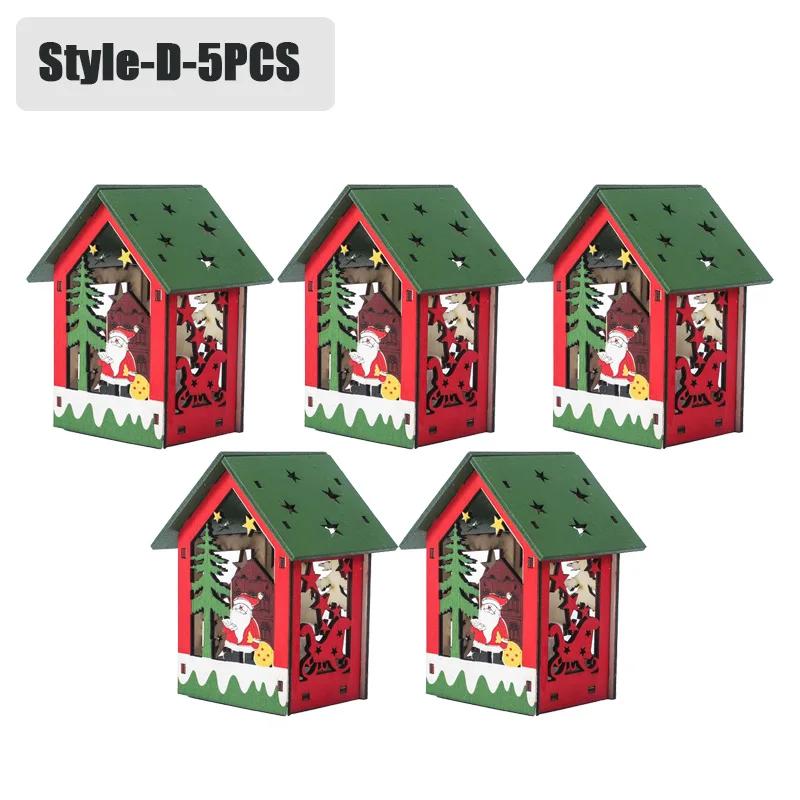 20PCS Christmas Decorations Creative DIY Assembled Cabin Painted Luminous House Christmas Tree Hanging Christmas Hut Ornaments