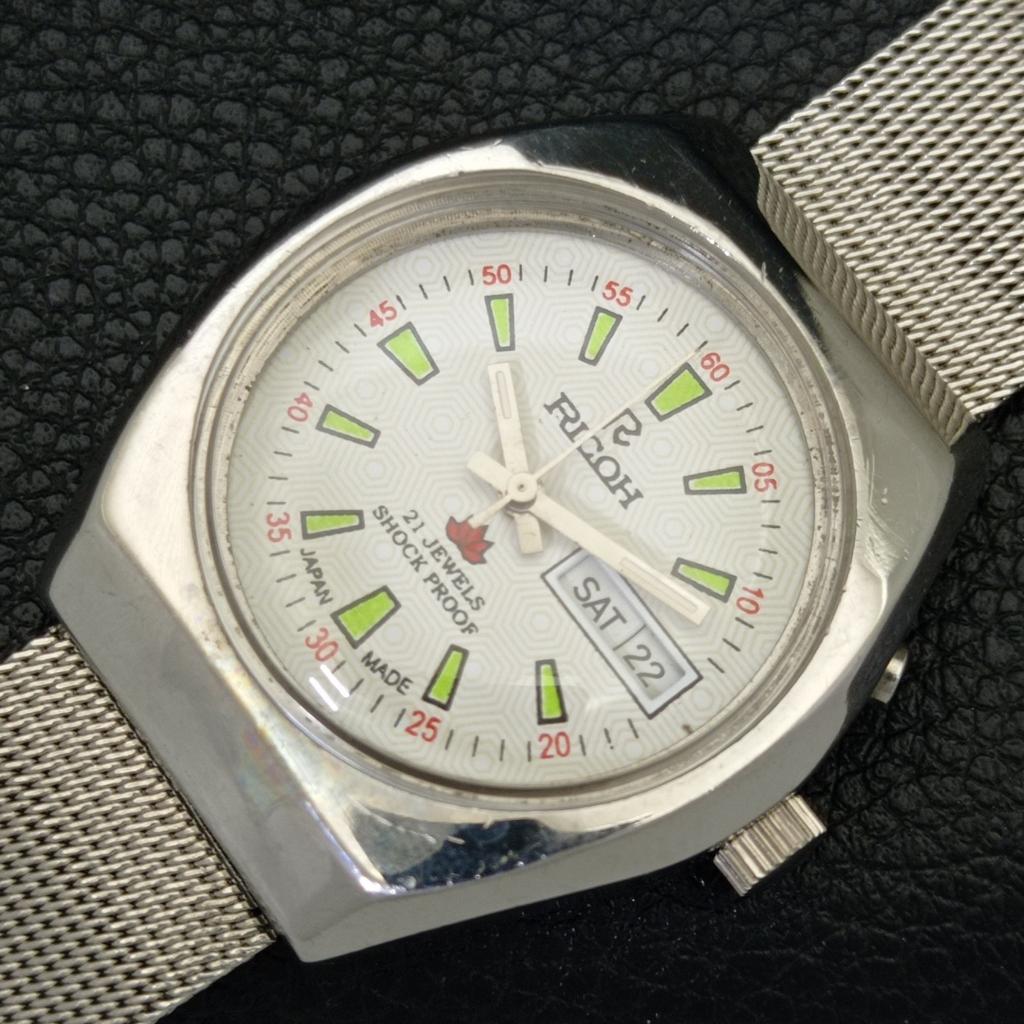 VINTAGE RICOH R31 AUTOMATIC JAPAN MENS WHITE COLOR DIAL WATCH A701947-5 R207-a701947