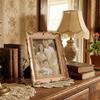 Antique Resin Art Golden Trim Photo Frame With Intricate Carved Pattern Tabletop Decors Picture Frame For Home Aesthetic