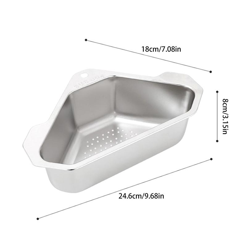 Cesto Escurridor Triangular de Acero Inoxidable Estante Filtro para Fregadero de Cocina Escurridor de Frutas y Verduras Cesto Estante de Almacenamiento Barra con Ventosa