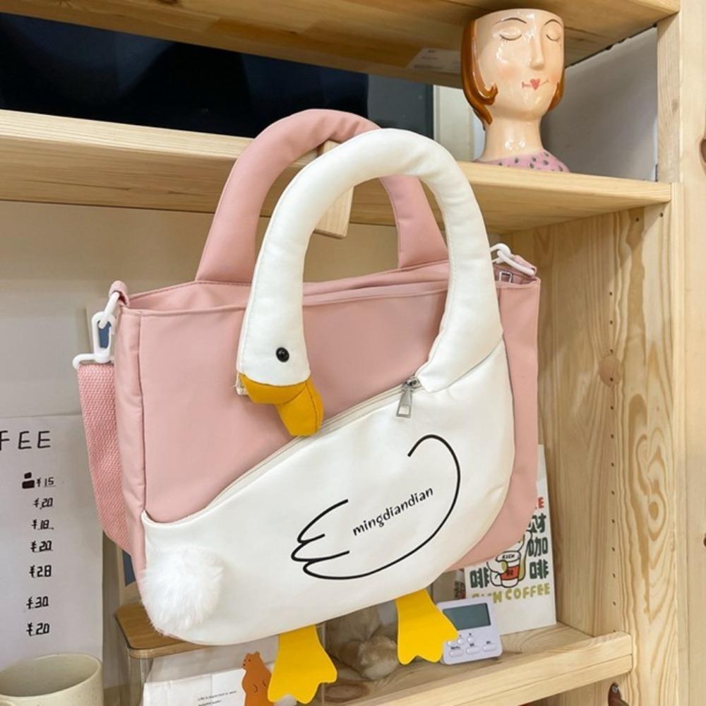 

Casual Big Goose Shoulder Bag Canvas Shopping Handbag Girly Crossbody Sling Bag Students S белый